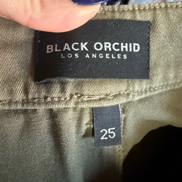 Black Orchid Military Wide Leg Pants Army Green sz 25 - Picture 10 of 11